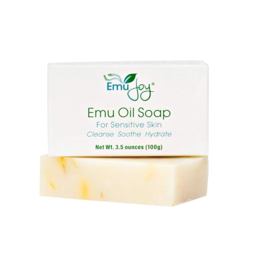 Emu Oil Soap for Sensitive Skin - Stocking Stuffer for Women Gentle Cleanser for Dry Irritated Skin Due to Eczema Psoriasis Dermatitis Lichen Sclerosus TSW Syndrome