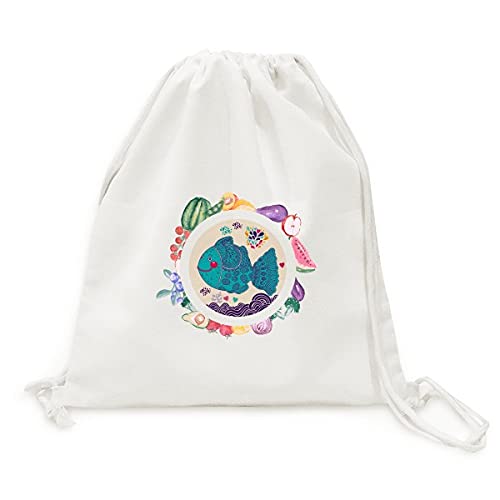 Sac en tissu pliable légumes cabas réutilisable dessin animé sea fishes