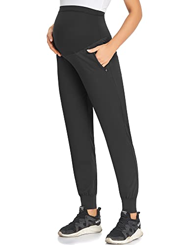 Amposh Women's Maternity Quick-Dry Pants Workout Scrub Joggers Pregnancy Sweatpants(Black, M) #TOP3