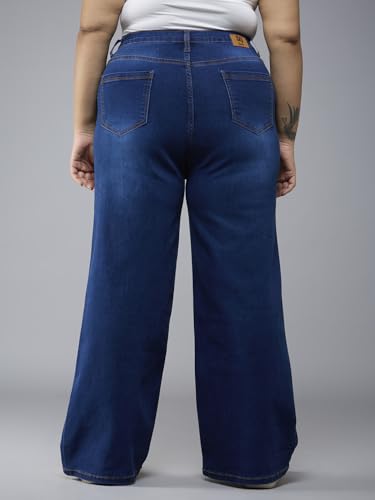 Image of Style Quotient Women Plus Size Black Wide Leg High Rise Stretchable Jeans