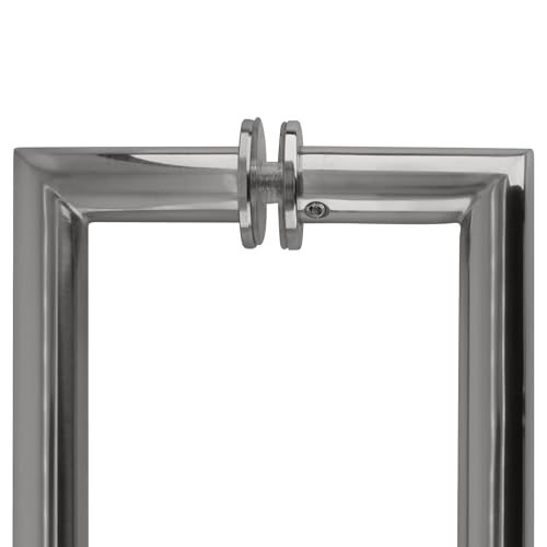 Image of C.R. Laurence CRL Polished Chrome 8 inch MT Series Round Tubing Mitered Corner Back-to-Back Pull Handle