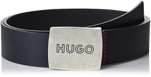 HUGO Men's Bold Logo Buckle Leather Belt