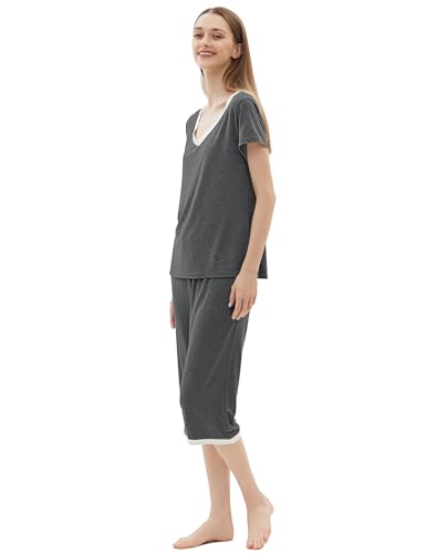 Image of Joyaria Cooling Pajamas Bamboo Viscose Lightweight PJs Set Women Wicking Sleepwear for Night Sweat S-XXL