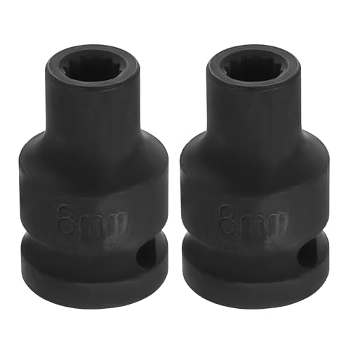 Image of HARFINGTON 2pcs 1 /2 inch Drive x 8mm Shallow Impact Socket 12-Point Metric CR-V Steel Spindle Nut Impact Flip Sleeve for Home Auto Nuts Bolts Repair