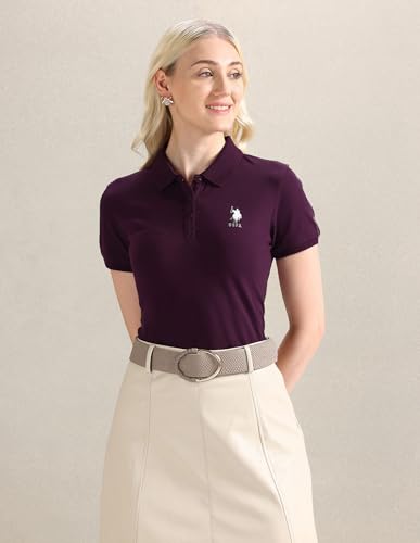 Image of U.S. POLO ASSN. Women's Cotton Regular Fit T-Shirt (UWAW24PTS153 Plum, Small