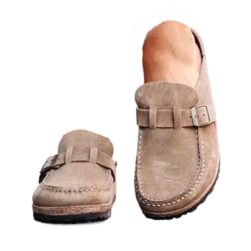 geerta Women's Moccasins Cute Fashion Buckle Decorated Low Top Round Toe Shoes Orthopedic Sandals, Comfortable Cute Casual Lightweight Slip on Shoes, Female Solid All-Match Loafers for Beach Travel-picture-23