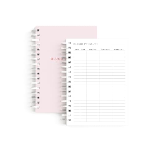MYLIFEPLANS Blood Pressure Log Book A5, 120 Pages Daily BP & Heart Rate Tracker, Systolic & Diastolic Record, Spiral Bound Health Monitoring Journal (Pink, Softcover)