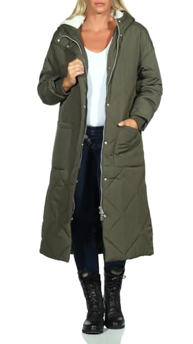 Hailys Damen Steppmantel Ma44lin gesteppter Parka mit Kapuze UD-PO2203004 Khaki S