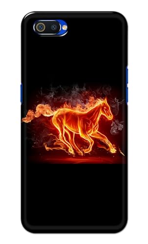Image of PRINTFIDAA Printed Hard Back Cover Case for Realme C2 | Oppo A1K Back Cover (Fiery Horse) -112