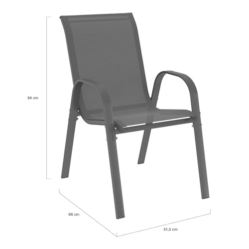 Salon de Jardin Madrid 6 Chaises Empilables, IDMarket