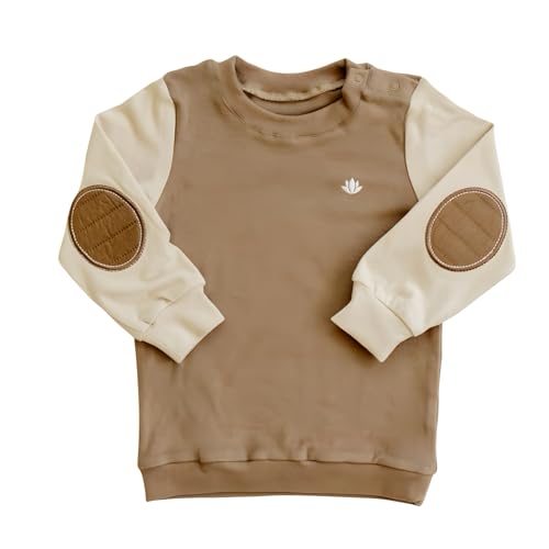Zenulove Toddler Unisex Beige-Brown Raglan Sleeve Crewneck Sweater Pullover