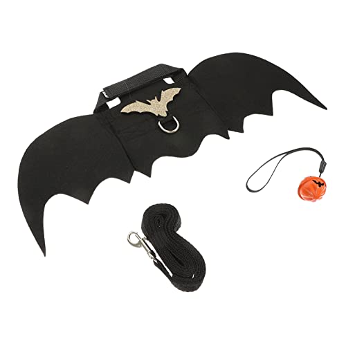 HEMOTON 1Set Decorative Bunny Costume with Bat Wings for Halloween Adorable Rabbit Harness with Leash for Chinchilla and Pets for Festive Dress Up and Cosplay