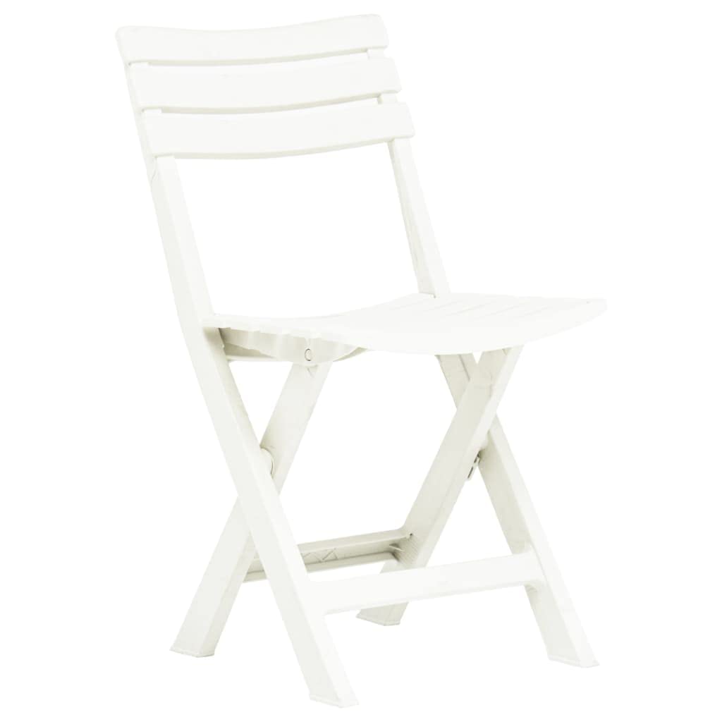 Lot de 2 chaises de jardin pliantes, en plastique, blanches, 44 x 41 x 78 cm, résistantes aux intempéries, légères et pliables, pour terrasse, balcon, camping, jardin