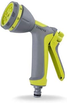 Verve Green & Grey 8 Function Spray Gun, Handle Type: Soft Grip, Easy Push Trigger Handle, Material: Plastic, Colour Description: Green & Grey, Height 55mm, Length 185mm