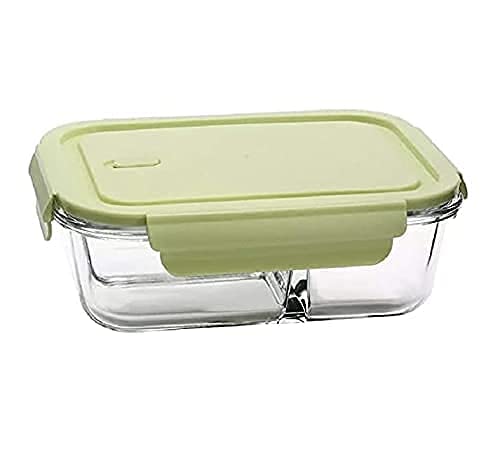 Image of Lunch Box Glass 3 Compartment | Lunch Box for Office Use with Airtight Locks | Microwave Safe Container with Partition | Glass Container wih Lid for Men,Women(1000ml)