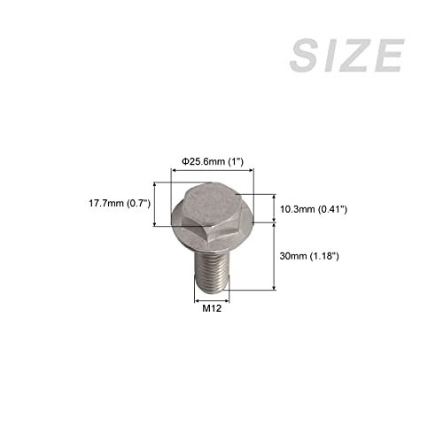 METALLIXITY Flange Hex Head Bolts (M12x30mm) 4pcs, Hexagon Bolt Fully Thread Screw - for House Construction Hardware Fasteners - Image 2