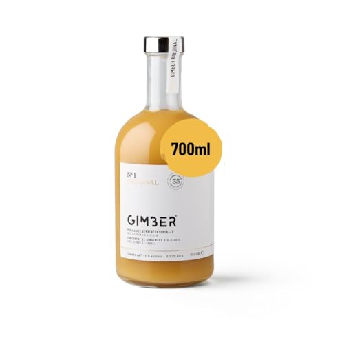 GIMBER Concentrado de jengibre orgánico 700 ml | Bebida orgánica sin alcohol hecha de jengibre, limón y hierbas | Esencia de jengibre premium