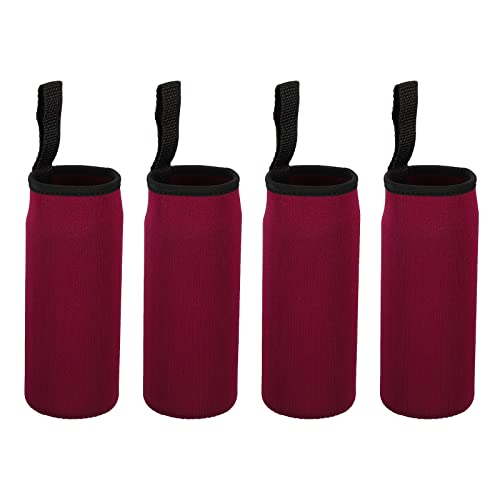 PATIKIL 65mmx180mm Water Bottle Sleeve, 4 Pack Neoprene Insulated Bottle Bag Holder Carrier Pouch with Finger Strap, Wine Red