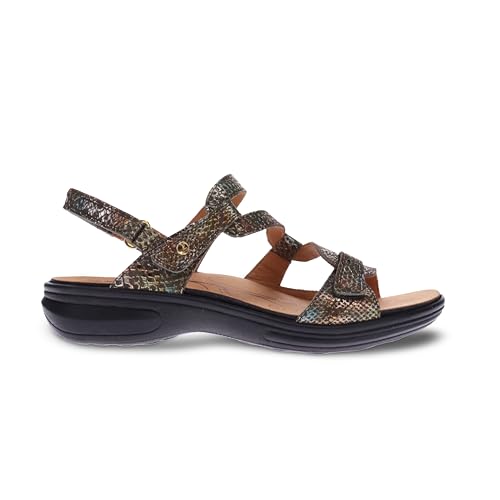 Image of Revere Emerald Adjustable Sandal for Women - Peacock Python Orthotic Dress Shoe with Arch Support, Comfortable Walking Shoe for Plantar Fasciitis & Bunions - US 12