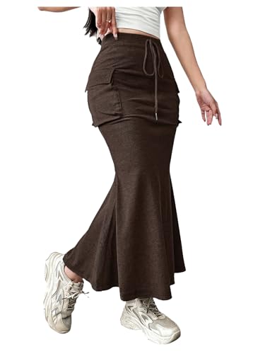Verdusa Women's Fishtail Maxi Skirts High Waisted Bodycon Skirt with