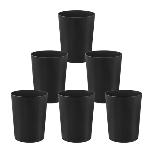 Cetomo 7.2L*6 Papelera de Basura de Plástico, Bote de Basura, Papeleras Pequeñas, Papelera Para Dormitorio, Canasto de Basura Redondo Minimalista, Empilables, Mate, PP, Negro, 7.2L-6 Unidades