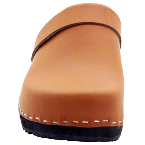 Image of Bjork Maja Wood Open Back Leather Clogs