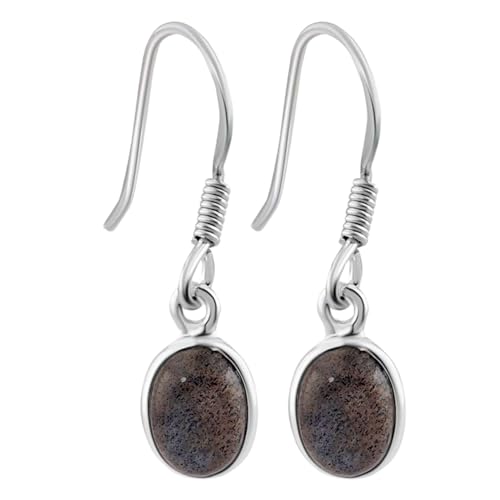 Boucles d'oreilles labradorite naturelle argent sterling 925 pendantes fines