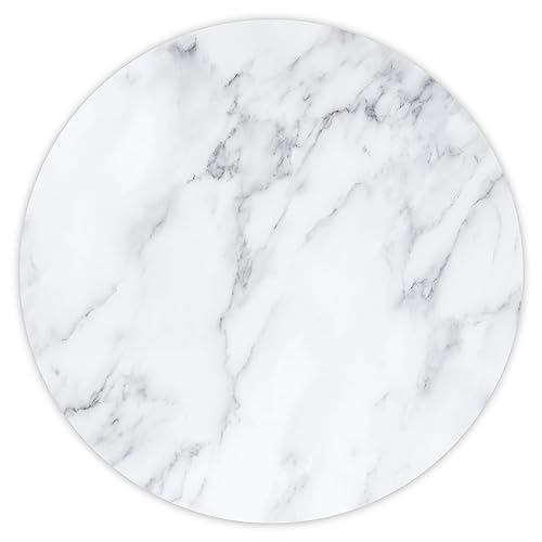 younikat Tapis de Souris Aspect marbré I Ø 22 cm Rond I Tapis de Souris Taille Standard, antidérapant I uni Moderne I Aspect Pierre Granit Gris et Blanc I...