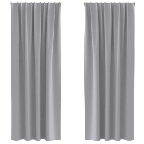 Rideau occultant trois couches en polyester gris clair lot de deux - 2