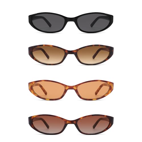 Image of Retro Oval Sunglasses Womens Mens Y2k Trendy Cateye Shades AR82299 | Narrow Round Cute Sunnies,90s 2000s Cool Skinny Frame