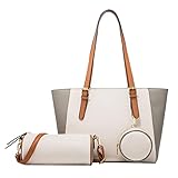 [LASTOS] トートバッグ ハンドバッグ レディース a4 軽量 通勤バッグ 肩掛け 手提げ カバン スリム バッグ 3点セット (ホワイト)