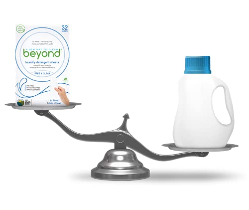 Beyond Laundry Detergent Sheets (12 Packs Of 32 Sheets) - Free & Clear - Eco-Friendly, Hypoallergenic. Biodegradable. Paraben Free. Travel Friendly. Plastic Free Packaging #TOP7