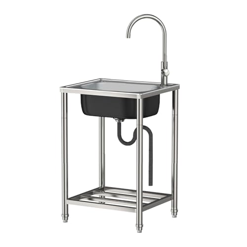 Fregadero independiente de acero inoxidable con soporte de metal estable 2