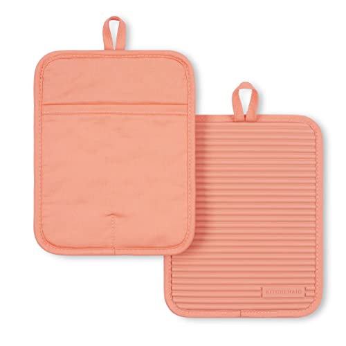 KitchenAid Ribbed Soft Silicone Pot Holder 2-Pack Set, Bird of Paradise, 7"x9"