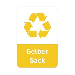 Recycling Aufkleber 8er Set Gelber Sack Mülltonnen Mülleimer (5 x 7,5 cm)