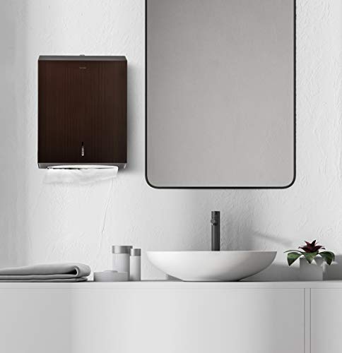 Alpine Industries C-Fold/Multifold Paper Towel Dispenser - Holds 400 C-Folds or 525 Multifold Tissues - Stainless Wall Mount Tissue Holder for Home & Office Countertop & Restroom (Antique Bronze)