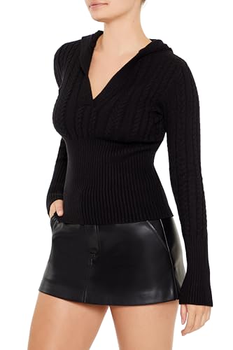 Forever 21 Women's Hooded Cable Knit Sweater4