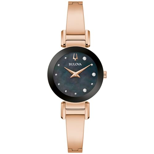 Bulova Marc Anthony Ladies Modern Diamond Rose Gold-Tone Bangle Bracelet Watch, Mother of Pearl Dial, Style: 97P163 by Bulova - Used condition - US$227.72