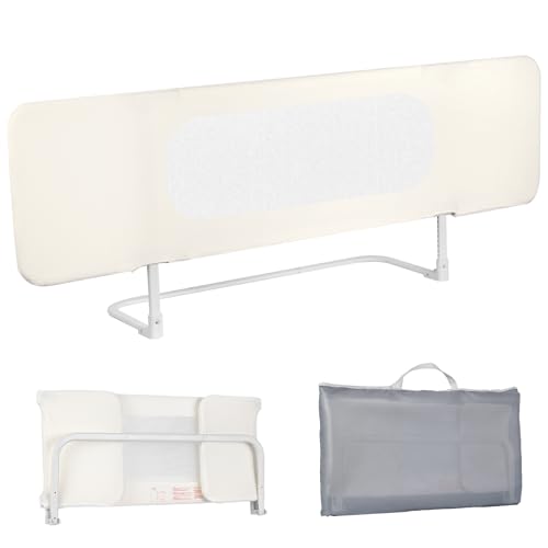 eSynic Barandilla Cama Infantil Plegable 150cm Ajustable en Altura Barrera de Cama para Niños y Bebés Protector de Seguridad Compatible con Camas Individuales Dobles y Grandes Ideal para Viaje y Hotel