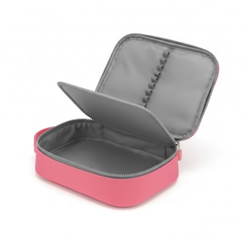 Estojo Box Organizador Escolar Com Divisórias Multifuncional 24 Elásticos Lápis Caneta 100 Pens Masculino Feminino (Rosa)