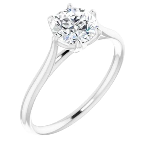 IRIS GEMSCertified Lab Grown Diamond Ring 1.25 Carat Cvd Diamond Ring Round Brilliant Cvd Diamonds Rings For Women Engagement D Color VVS1 Clarity Silver Diamond Ki Ring