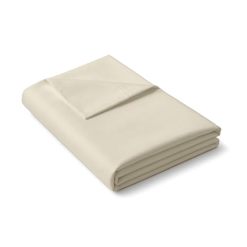Image of Ivory Full Flat Sheet Only, Soft 100% Cotton Top Sheets | Sateen Weave 1 Piece Cool & Breathable Luxury Hotel Quality Bed Sheets, Extra Soft and Comfy - Wrinkle Free Bedsheet