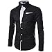 Mens Long Sleeve Stylish Dress Shirts Patchwork Casual Button Down Shirts Turn-Down Collar Shirt Top with Pockets (Black,Large)