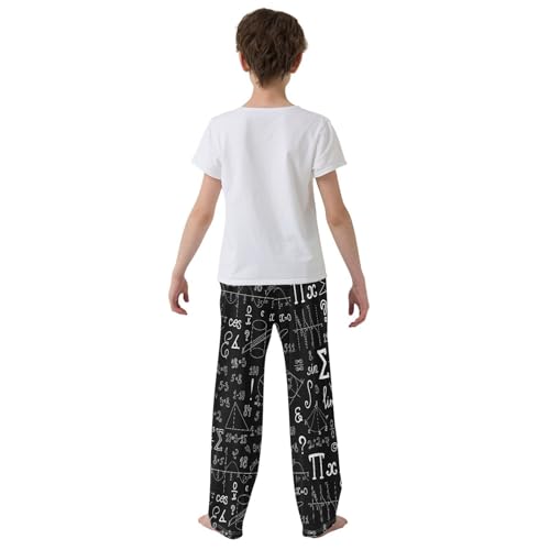 ZZXXB Mathematical Graphics Pattern Boys Long Pants Soft Trousers Elastic Waist Kids Lounge Bottoms with Pockets S-XL3