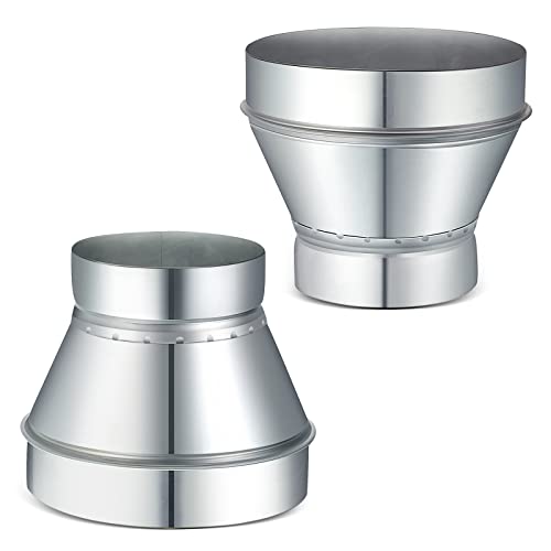 Dunzy Duct Reducer 6 to 4 Inch Ducting Connector Duct Adapter Air Ducting Reducer Increaser Round Air Duct Reducer Galvanized Steel Air Duct Adapter for Bathroom Kitchen Inline Ventilation (2 Pcs)