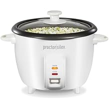 Proctor Silex Rice Cooker & Food Steamer, 10 Cups Cooked 5 Cups Uncooked, Includes Steam and Rinsing Basket, White 37533G