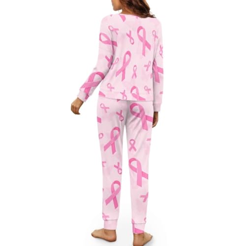 Image of Womens Lounge Set Long Sleeve Soft Pajama Sets | Casual 2 Piece Pj Outfit, Crewneck Sleepwear with Pockets, Adjustable Drawstring, Soft Comfy Fall Pajamas, Plus Size