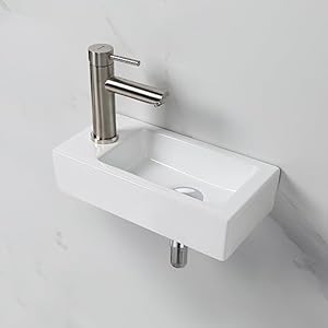 Ibergrif Weißes Keramik Hänge-Waschbecken Wandmontage