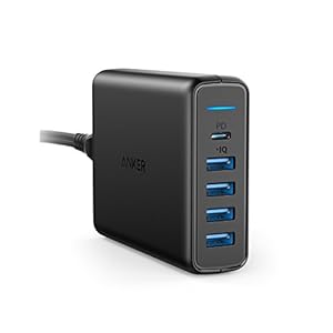 Anker PowerPort 5-poorts USB C lader, 60 W wandlader, 1-poort met Power Delivery voor MacBook Air 2018, iPad Pro 2018 en…