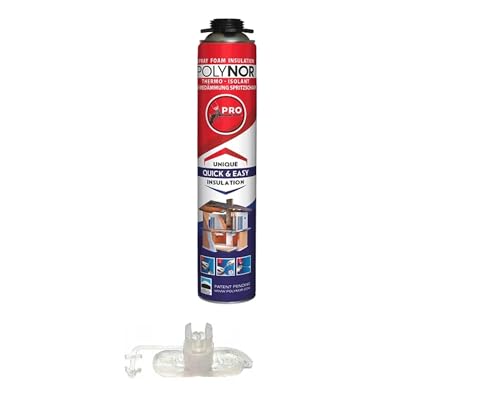 POLYNOR Isolation thermique PUR en bombe PRO - 1 pièce - Isolation thermique par pulvérisation - Isolation des murs, toitures, plafonds, tuyaux - Aérosol 750 ml
